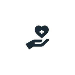 Hand holding heart with medical cross.