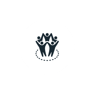 Group of people holding hands icon.
